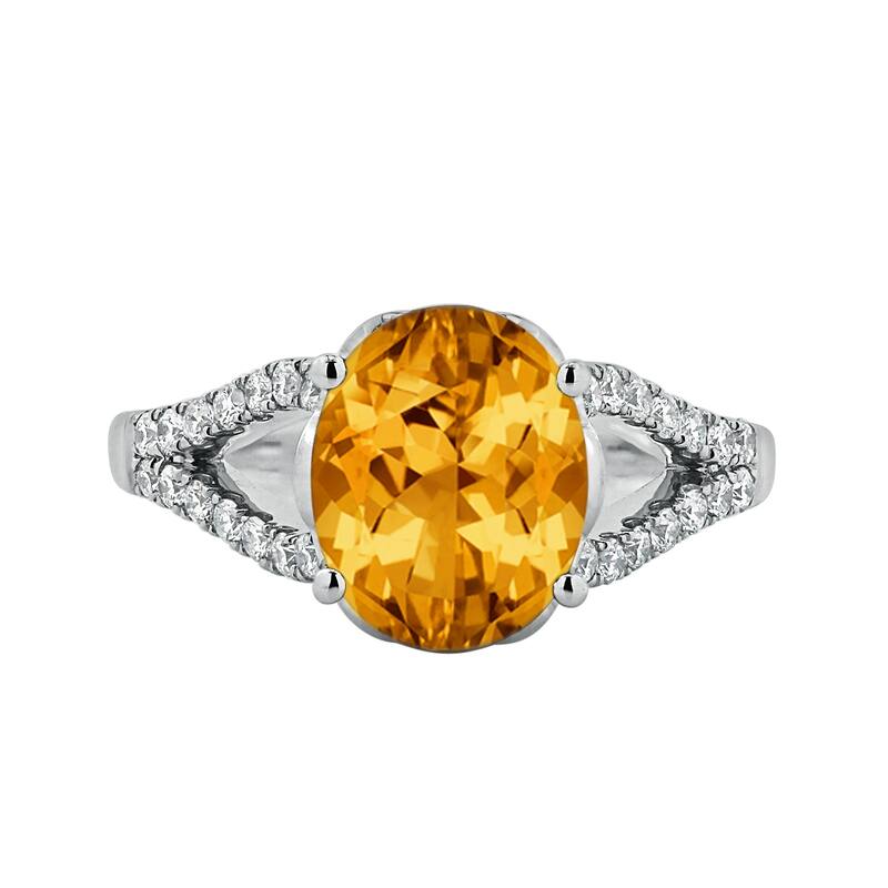 Auriya 3 1/3ct Fancy Oval Citrine and Diamond Engagement Ring 1/3cttw 14k Gold