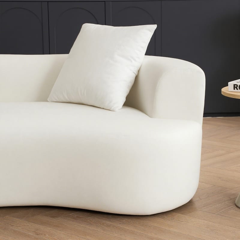 Moon-shaped Chaise Couch Chenille Cat Waist Deep Seat Loveseat Sofa