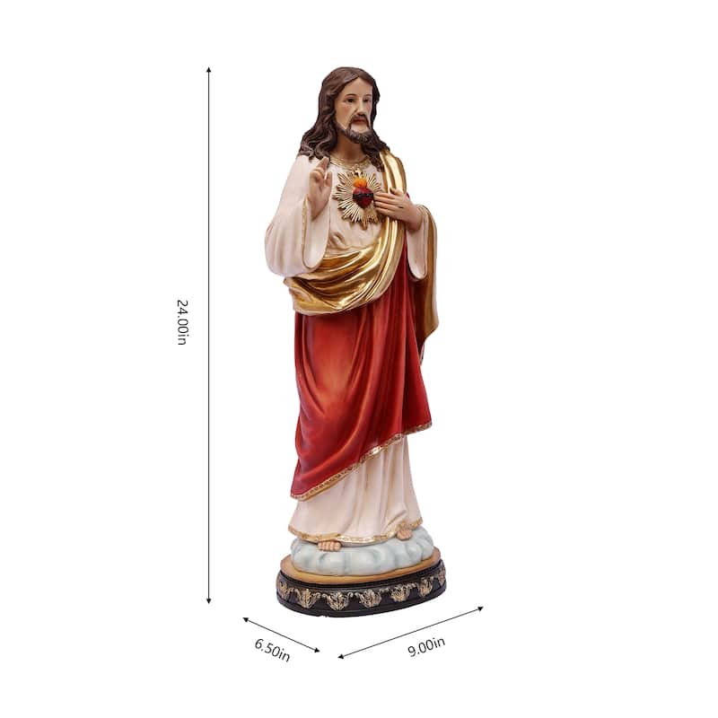 Standing Sacred Heart of Jesus Outdoor Garden Statue - 24"