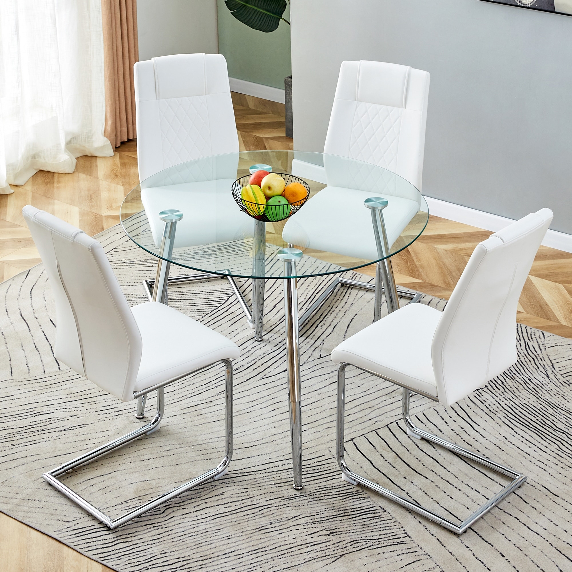 Kitchen Table With Metal And Glass Dining Set Mainstays 5-Piece