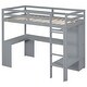 preview thumbnail 10 of 24, Wood Loft Bed Frame with Storage Shelves,1 Cabinet and 2 Drawers,L-shaped Desk,Full Size