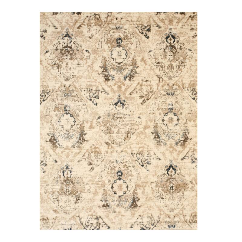 Ivory Transitional Floral Distressed Bohemian Isabella Area Rug - 5' 3 x 7' 3 - 5' 3 x 7' 3 - Ivory