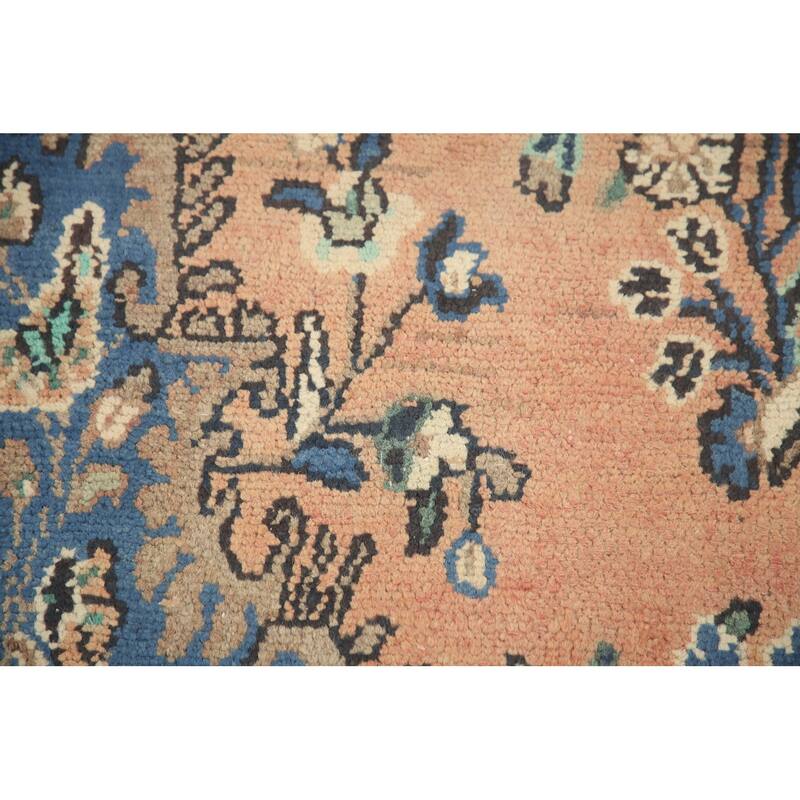 Hand Knotted Oriental 100% Wool Carpet Traditional Floral Coral Hamedan Area Rug - 9' 4'' X 6' 3''