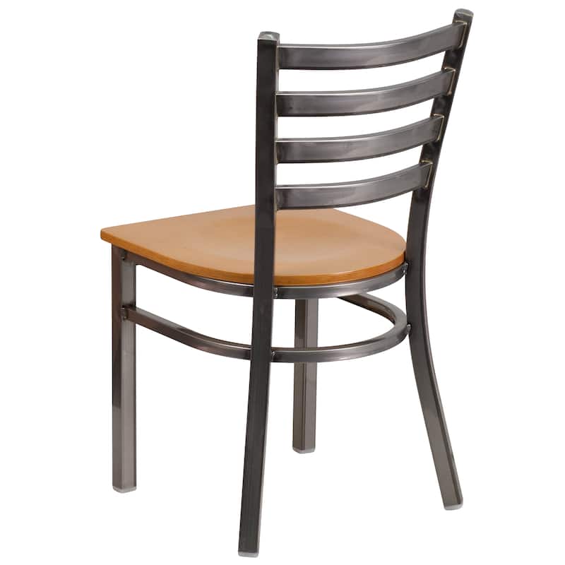 Clear Coated Ladder Back Metal Restaurant Chair - 16.5"W x 17"D x 32.25"H