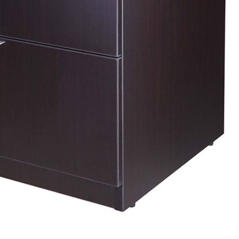 Tia Lateral File Cabinet, 31 Inch, 2 Drawers w Lock, Mocha Brown Wood