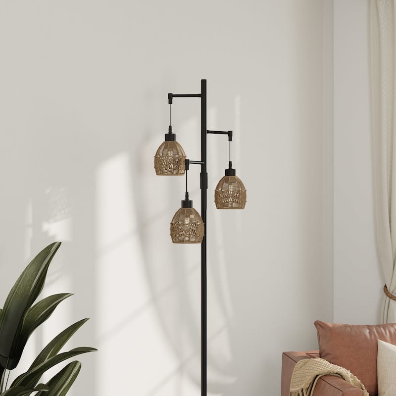 Woven Globe Floor Light Bohemian Tall Lamp