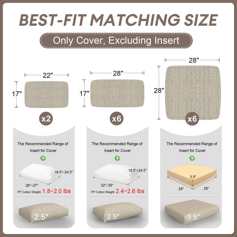 FINCATI 28" × 28" Outdoor Cushion Cover, Sofa Cushion Replacement Slipcover, Patio Seat Cover 28 Inches (COVER ONLY!)