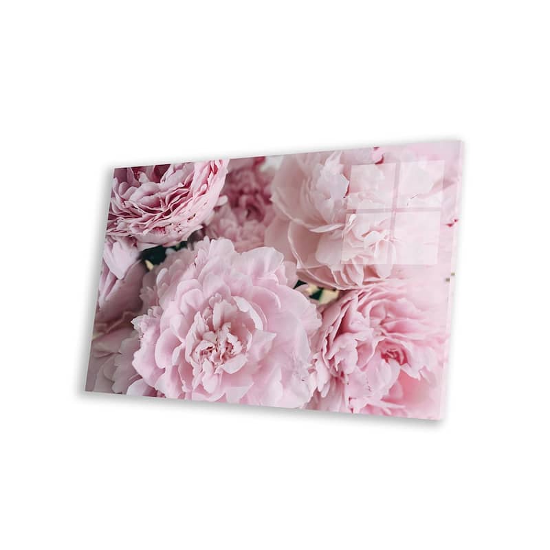 Pink Peonies Top Print On Acrylic Glass by Chelsea Victoria