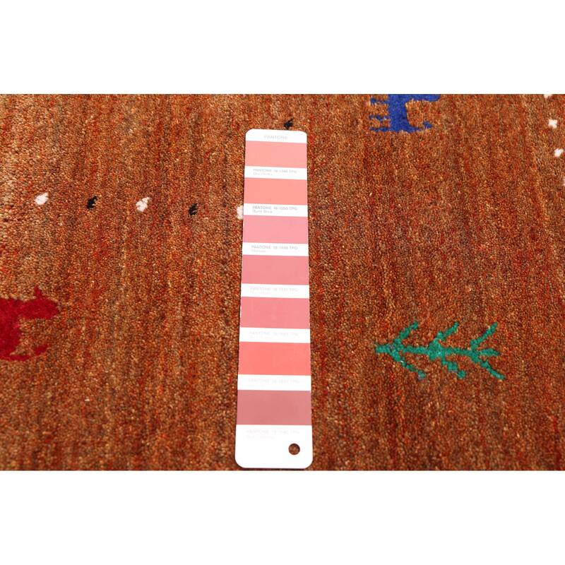 ECARPETGALLERY Hand Loomed Kashkuli Gabbeh Burnt Orange Wool Rug - 5'0 x 7'7