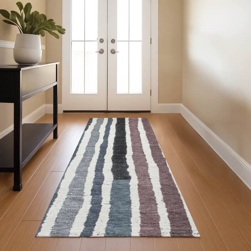Premium Washable Super Soft Modern Stripe Mayfield Rug - Denim - 2'3" x 7'6"