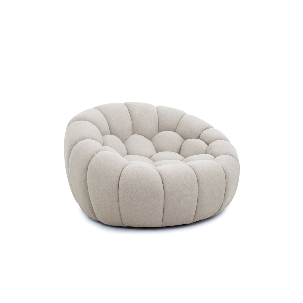 Divani Casa Yolonda Modern Curved Beige Fabric Chair