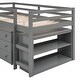 preview thumbnail 9 of 52, Study Loft Bed with Storage Cabinet, Rolling Portable Desk and 2-Tier Bookshelf, Wood Low Loft Bedframe for Kids Teens Adults
