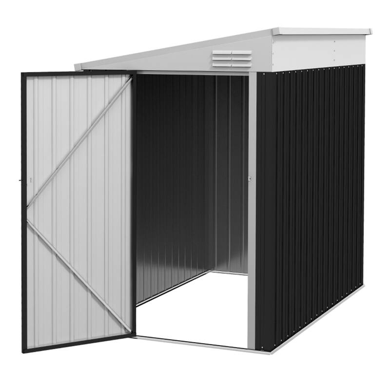 Metal Garden Shed Outdoor Storage Lockable Door Galvanized Steel - 51.25" W x 75.5" D x 64.5"