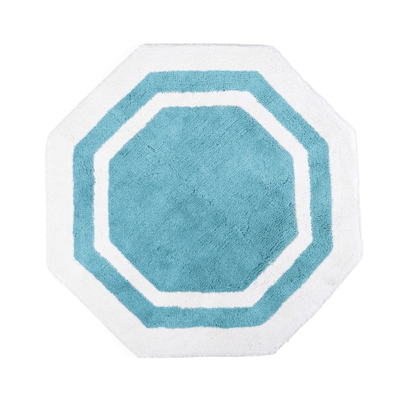 Sherry Kline 32" Hexagon Round Bathmat Framed in Two Tone Colorway
