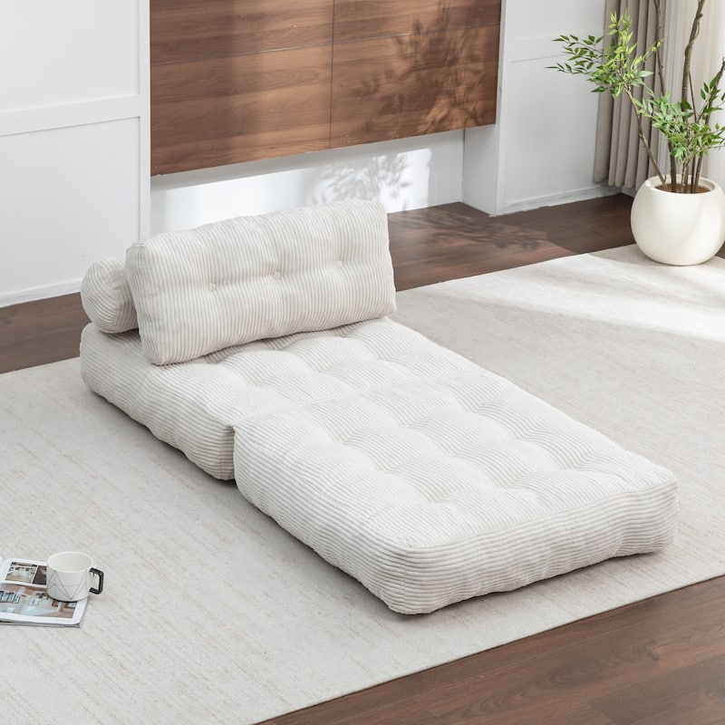 Anmytek Beige Convertible Sleeper Chair Folding Sofa Bed with Pillow Back Support and Memory Foam Mattress