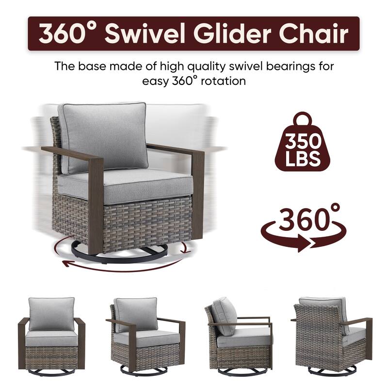 Pocassy Outdoor Sofa Patio Swivel Chair Funiture Set