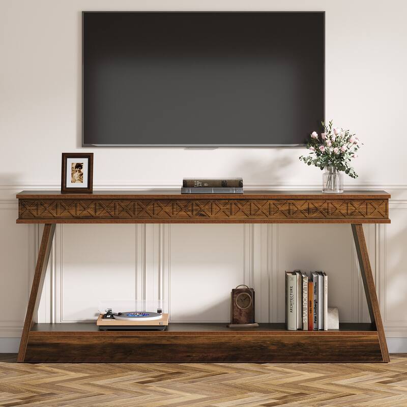 70.87 Inch Entryway Table, Narrow Console Table with Storage