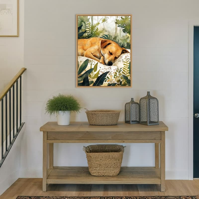 Dogs Life Pillow Time by Justyna Jaszke Framed Canvas Wall Art