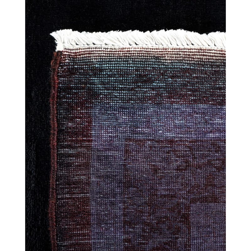 Overton Hand Knotted Wool Vintage Inspired Modern Contemporary Overdyed Black Area Rug - 9' 5" x 12' 0"