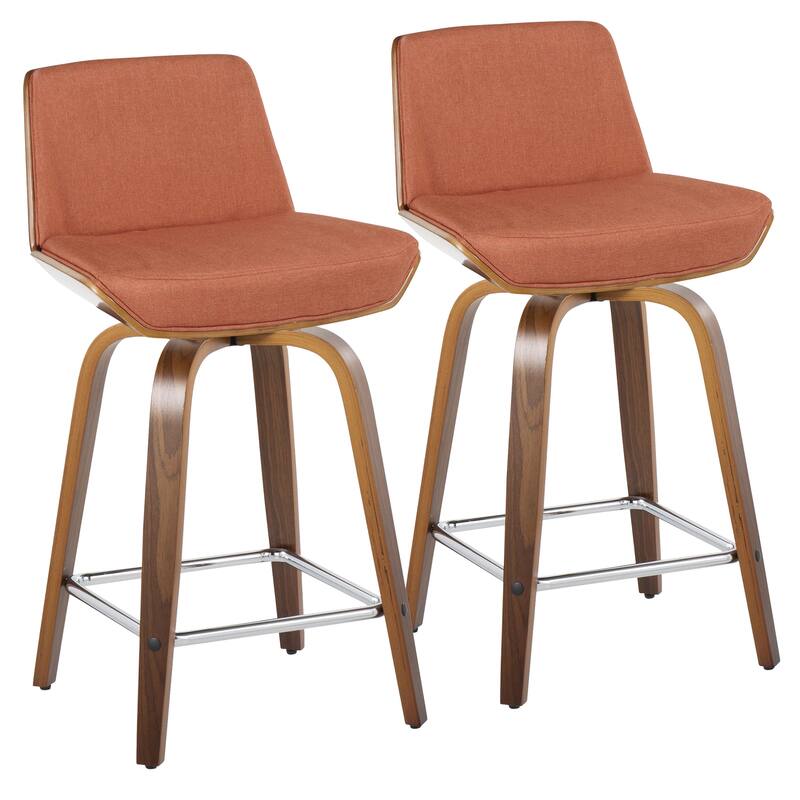 Carson Carrington Clemens 24" Fixed-Height Counter Stool with Bent Wood Legs & Square Footrest (Set of 2)