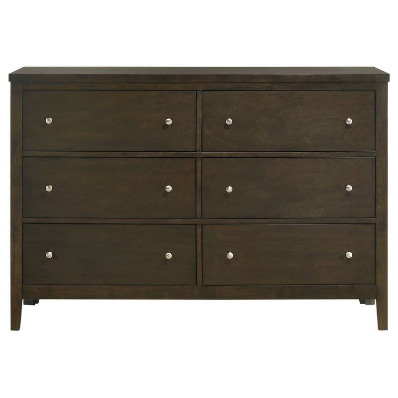 6-Drawer Dark Cocoa Dresser Cabinet with Modern Styling, Smooth Glide Drawers, and Spacious Bedroom Organization
