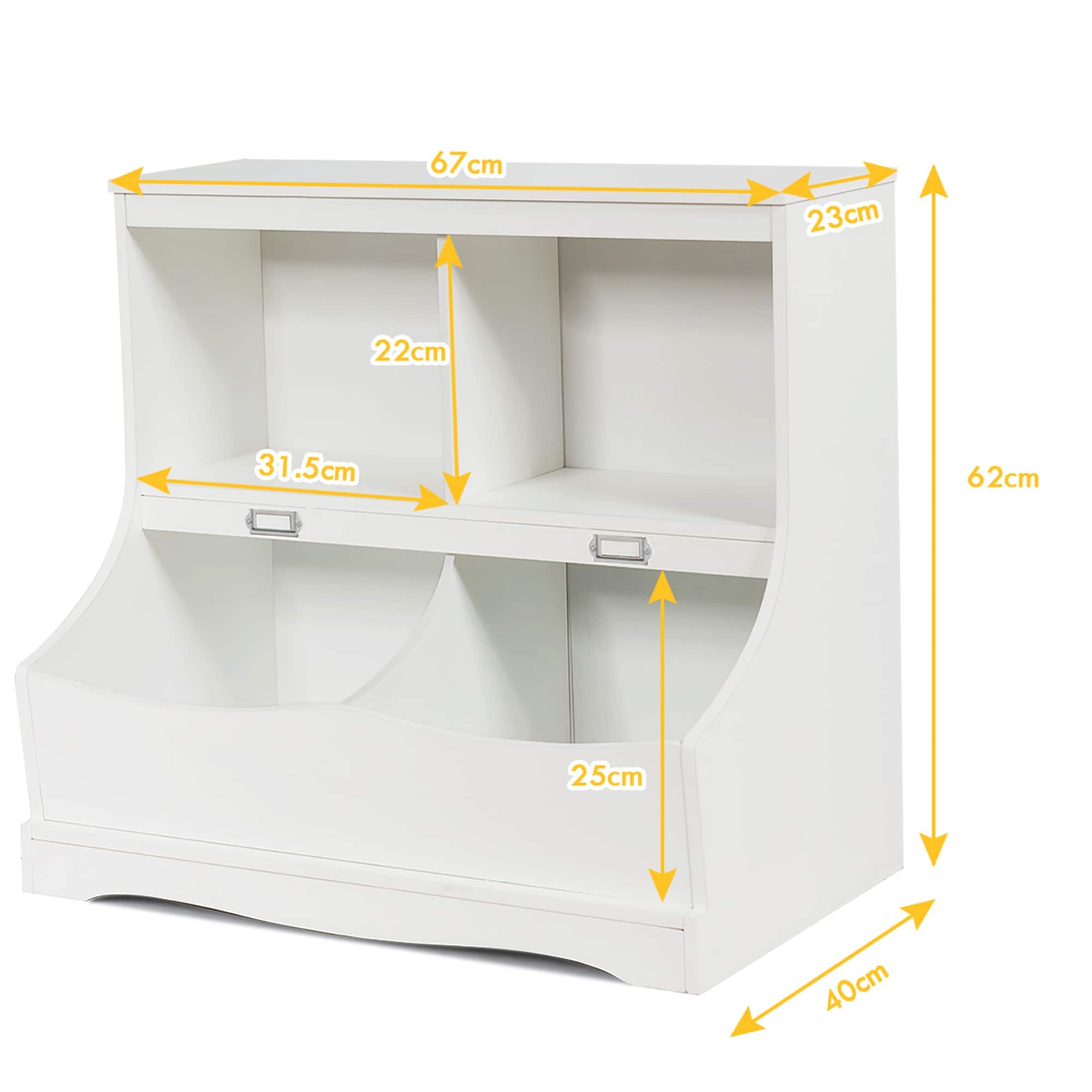 Costway Kids 2-Shelf Bookcase 5-Cube Wood Toy Storage Cabinet Organizer  White 