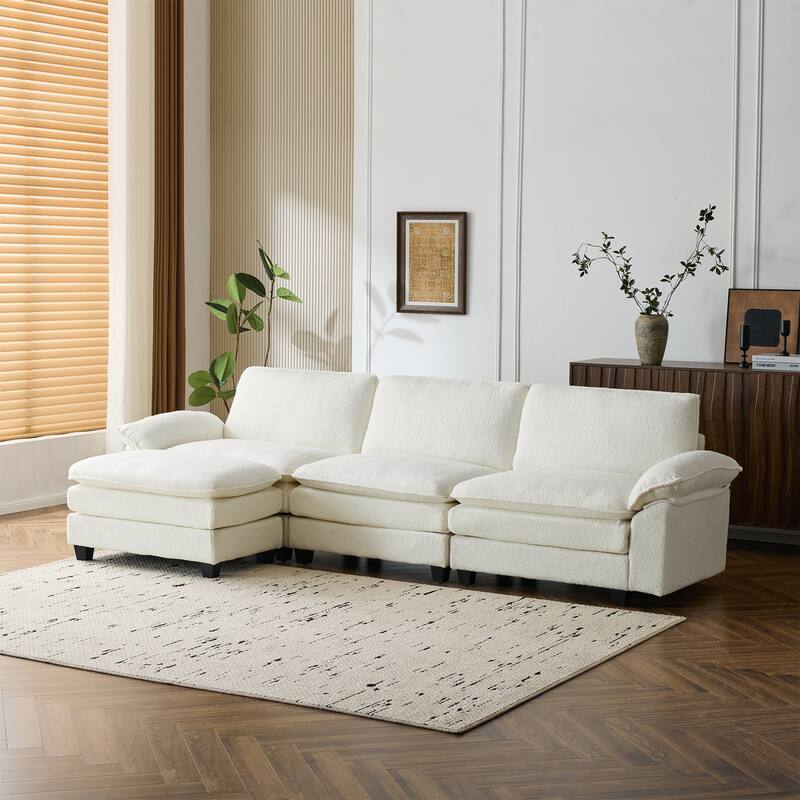 EROMMY Sectional Couches for Living Room, Oversized Sectional Couch, L-Shaped Couch with Teddy Fleece Material
