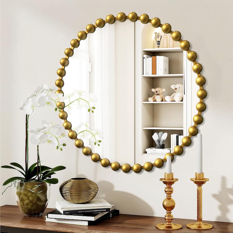 Iron Bead Wall Mirror to Enhance the Overall Otyle - 27X27 - Gold