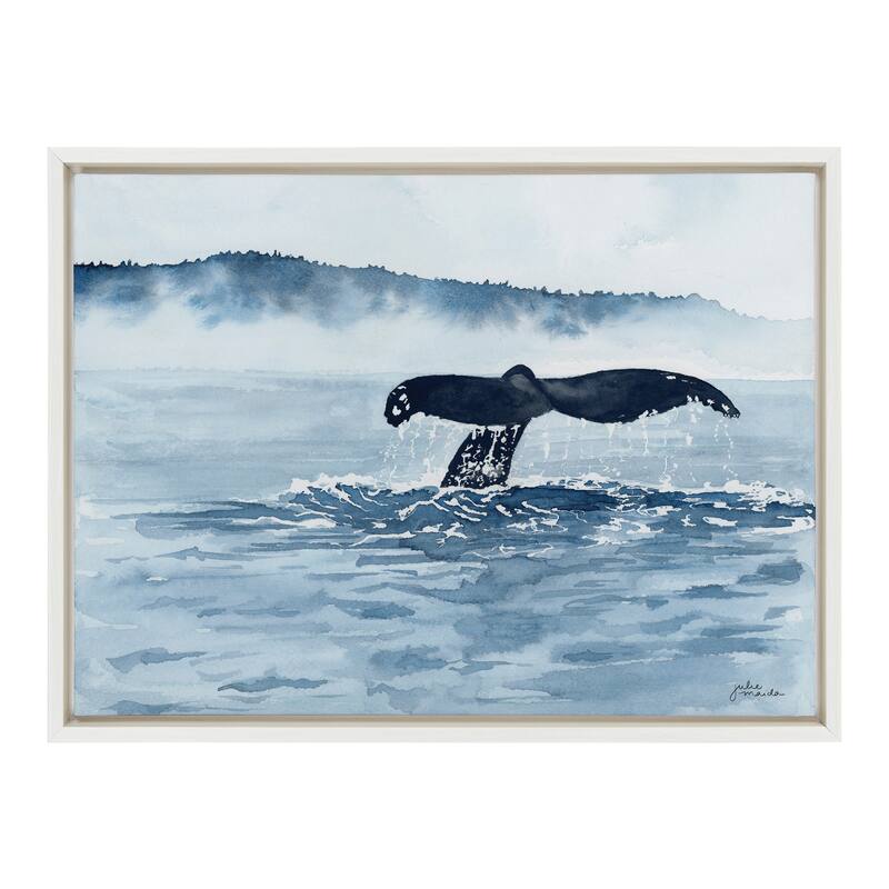 Kate and Laurel Sylvie Whale Watching Framed Canvas by Julie Maida