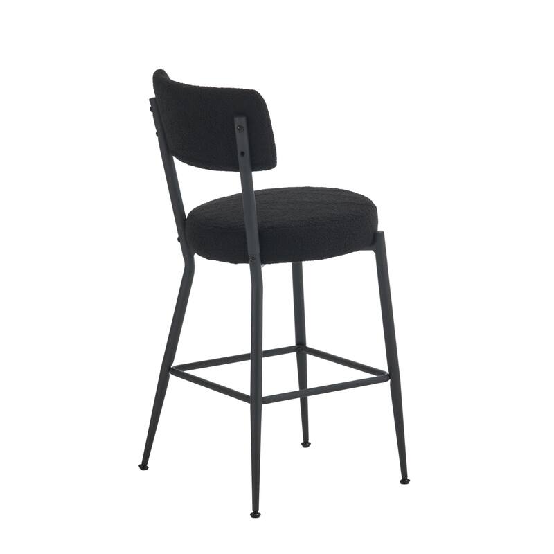 Set of 4 modern teddy fabric upholstered bar stools