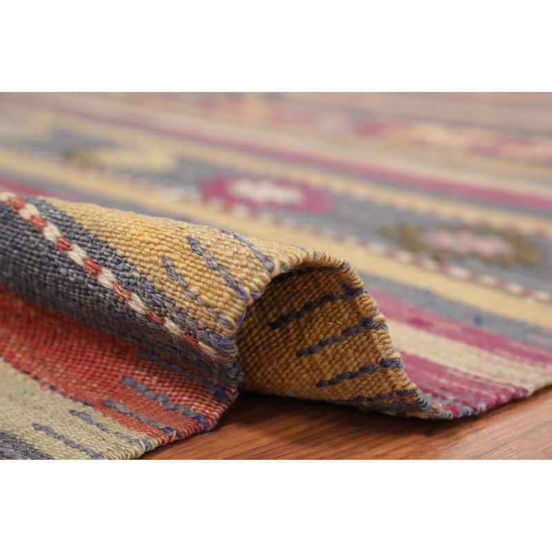 Hand Woven Oriental 100% Wool Carpet Southwestern Tribal Multi-Colored Kilim Area Rug - 7' 6'' X 4' 7''