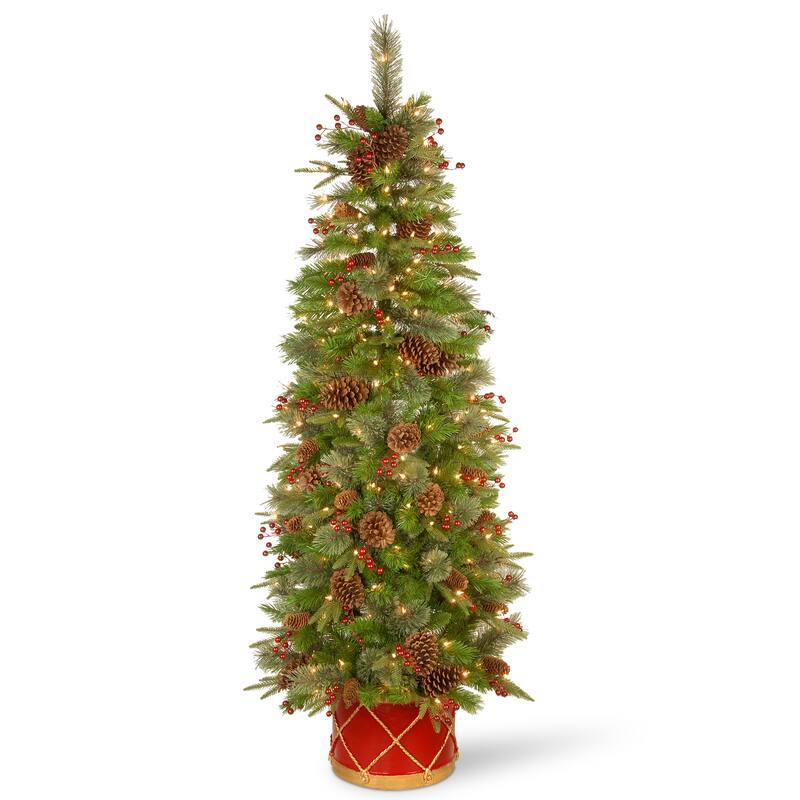 National Tree Company 6 ft. Colonial Slim Half Tree with Clear Lights