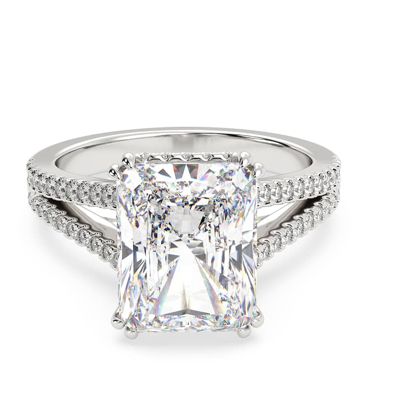 Auriya 14k Gold 5 3/5ctw Radiant Split-Shank Hidden Halo Diamond Engagement Ring (F-G VS) - White - 6