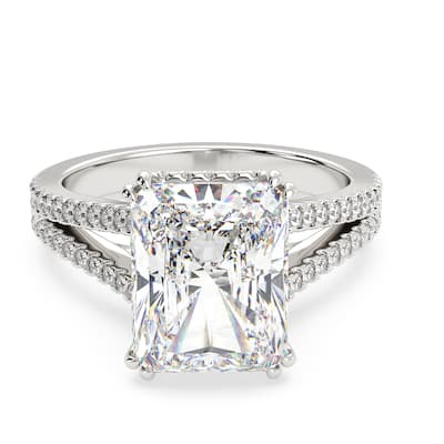 Auriya 14k Gold 5 3/5ctw Radiant Split-Shank Hidden Halo Diamond Engagement Ring (F-G VS)