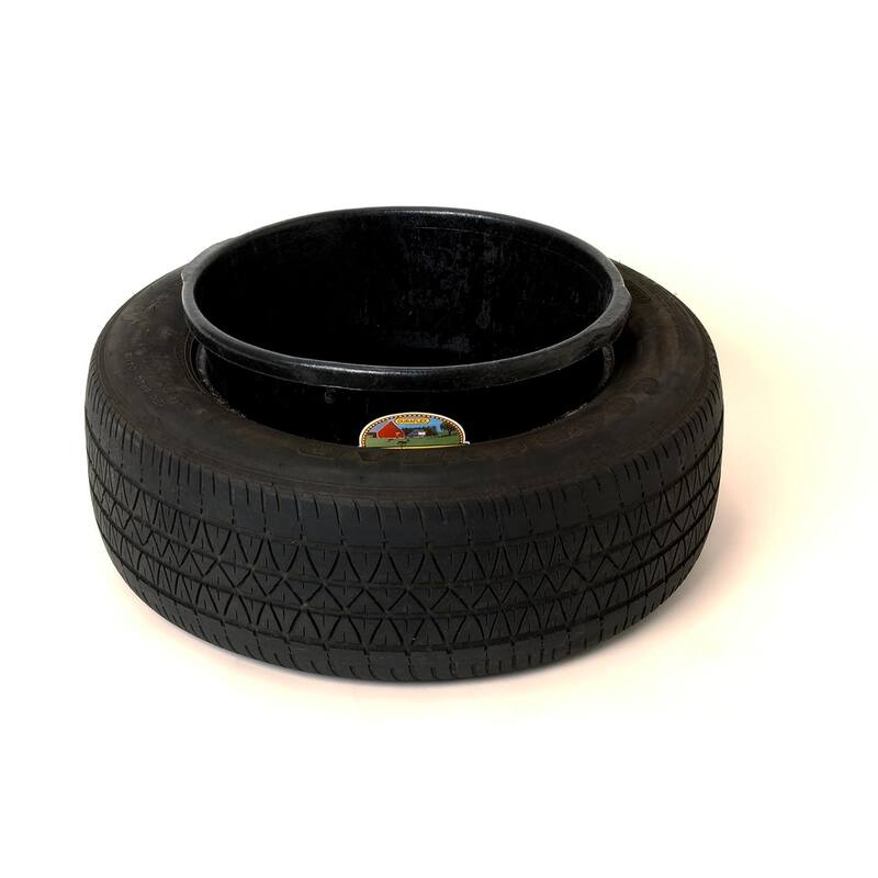 Little Giant Durable Weatherproof 15 Gallon Rubber Tub Feeder Pan Bowl, Black - 6.5 Gallon