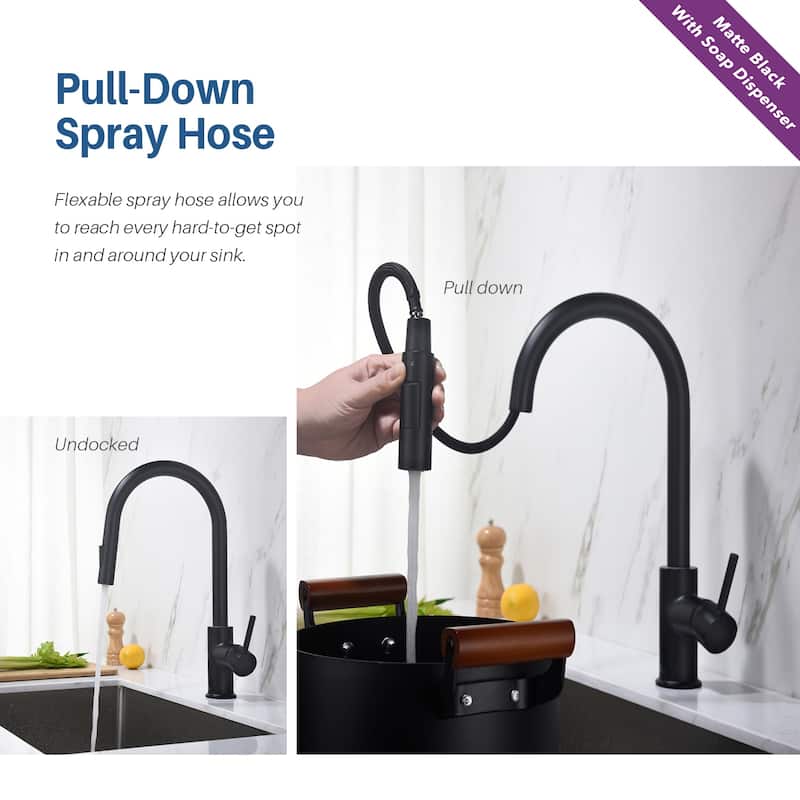 Blossom Solid Pull-Down Kitchen Faucet w/ 360 Swivel, Single Handle