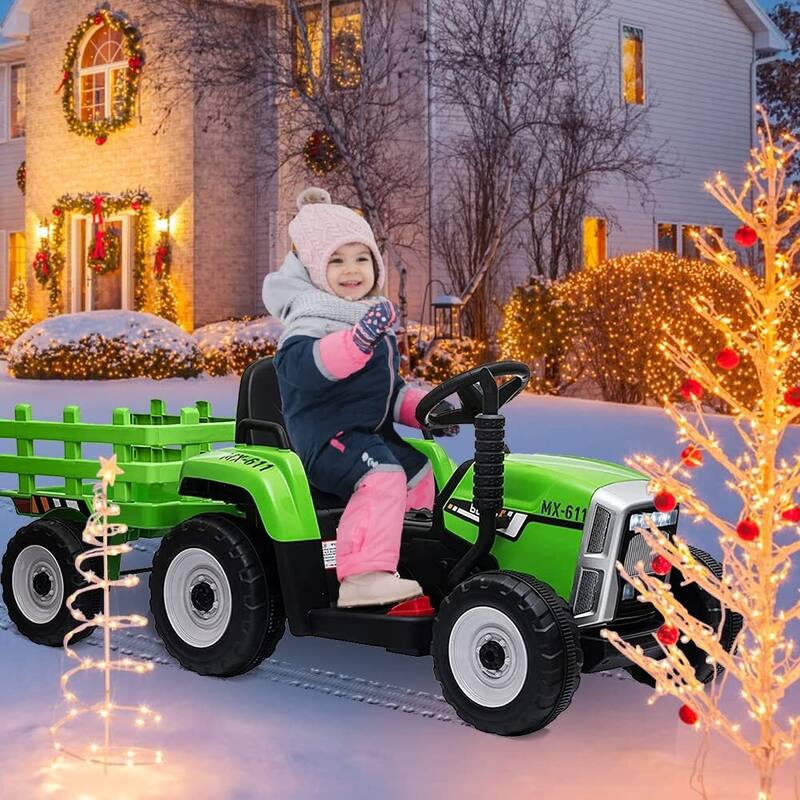 Kids Battery Powered Electric Tractor with Parent Remote Control & Trailer