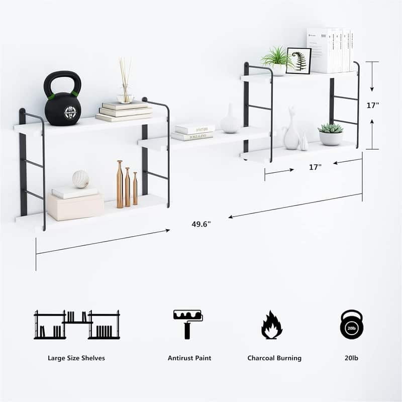 Wall Mounted Floating Shelves - 6"D x 50"W x 17"H