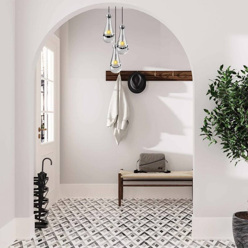 KAYLA Raindrop Chandelier, Modern Glass Pendant Light, Bulb Included
