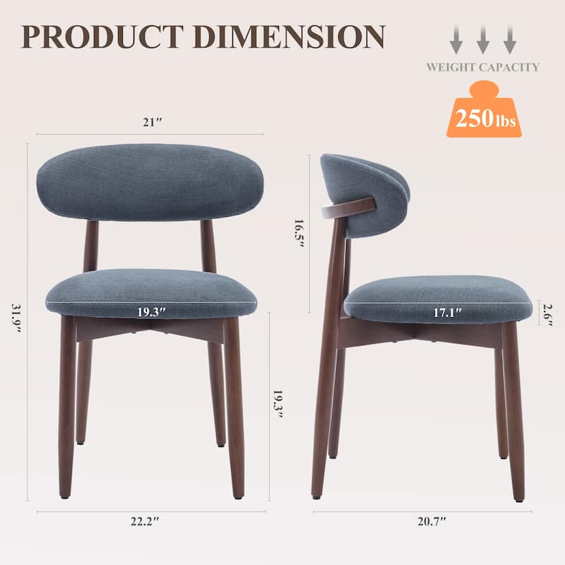 Modern Farmhouse Wooden Dining Chairs (Set of 2/4/6) – Upholstered Fabric Side Chairs with Floor Protectors