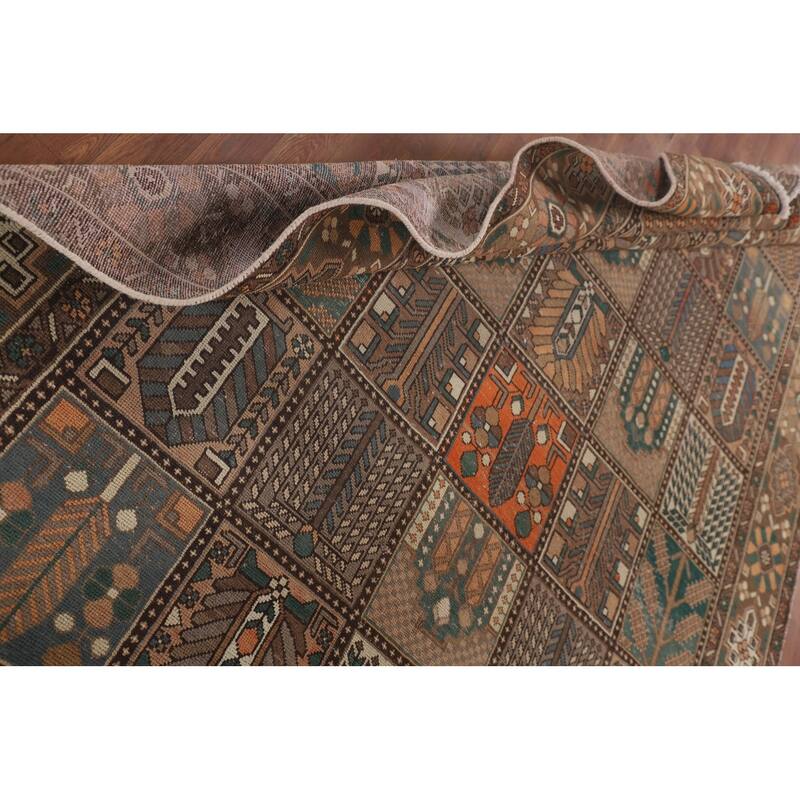 Garden Design Brown Bakhtiari Persian Vintage Rug Handmade Wool Carpet - 6'11"x 10'2"