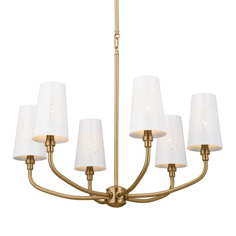 Kichler Lighting Adeena 26.75-in 6-Light Brushed Natural Brass Chandelier - 26.75
