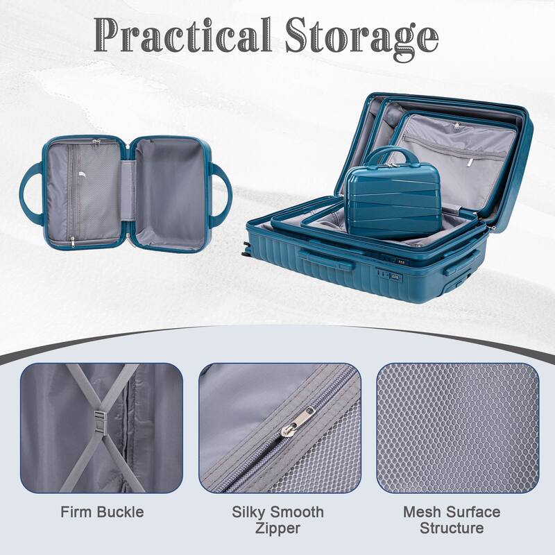 14IN 20IN 24IN 28IN 4 pcs/set in PP Spinner Wheel Luggage, Carry on Suitcase, Iron Pull Rod, Combination Password Lock