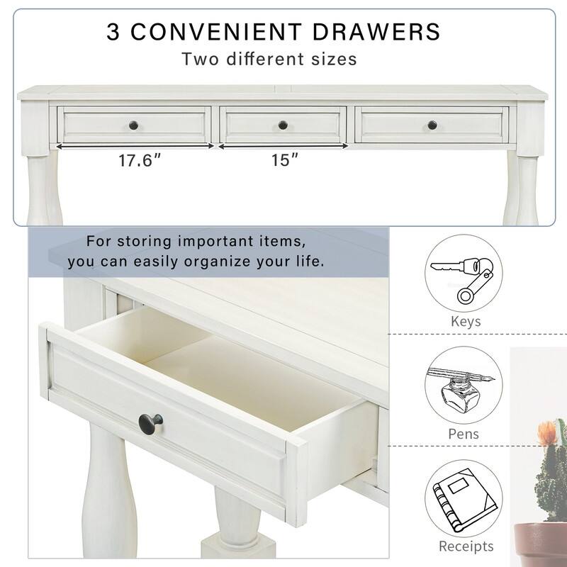 Console Table 63" Long Console Table with Drawers and Shelf for Entryway, Hallway, Living Room