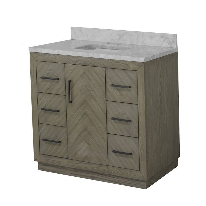 KitchenBathCollection Peyton 42" Bathroom Vanity with Carrara Marble Top