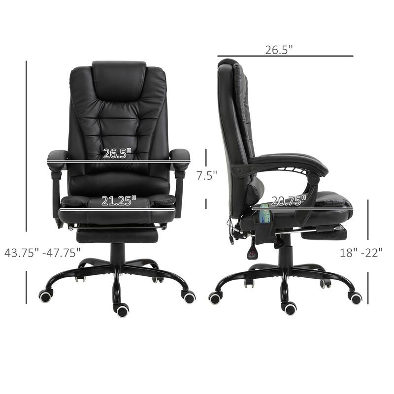 7-Point Vibrating Massage Office Chair, High Back Executive Recliner with Lumbar Support,Reclining Back, Adjustable Height