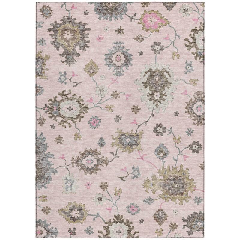 HomeRoots Floral Traditional Rectangle Outdoor Rug
