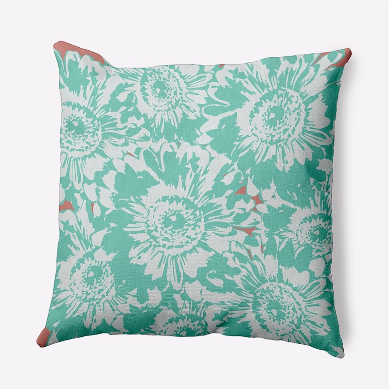 Big Flowers Decorative Throw Pillow - Spring Green - 16" x 16"