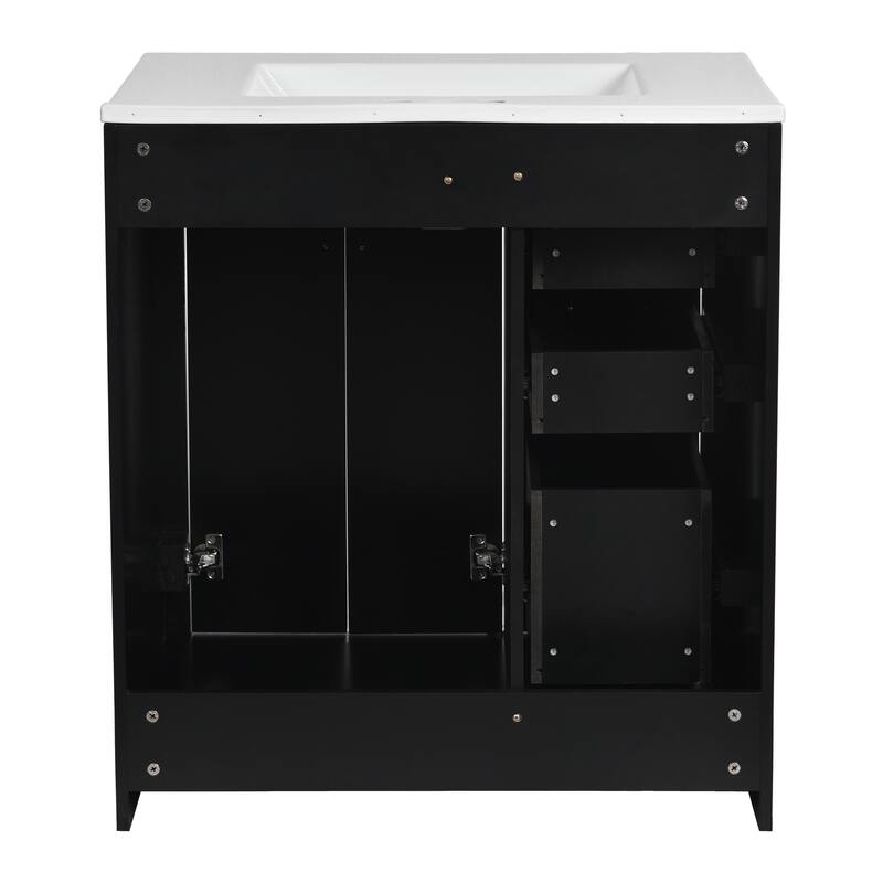 60'' Freestanding Bathroom Vanity Set with White Integrated Ceramic Sink - 60'' x 18.3'' x 34''