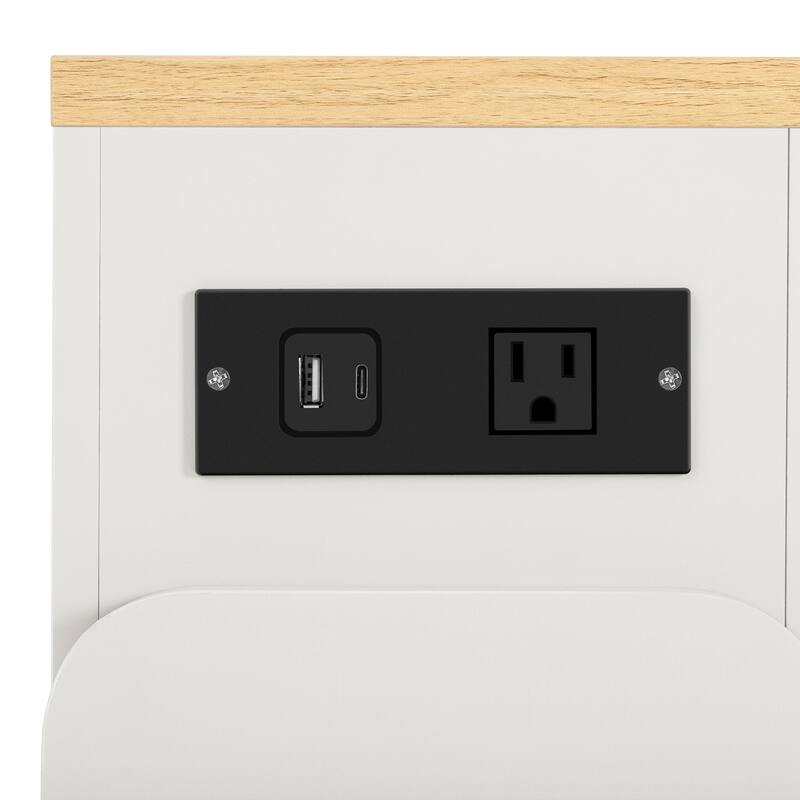 Roomfitters Extendable Dining Table, Mobile Kitchen Island, Rolling Storage Cabinet with Power Outlet